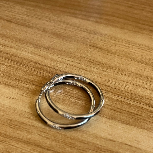 Black Onyx and Diamond Sterling Silver Earrings - Picture 3 of 4